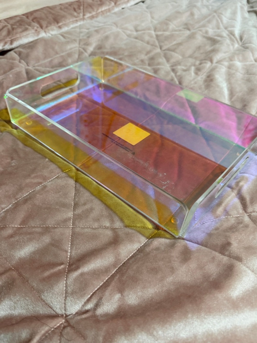 Iridescent Acrylic Serving Tray - Clear Prism Colors
